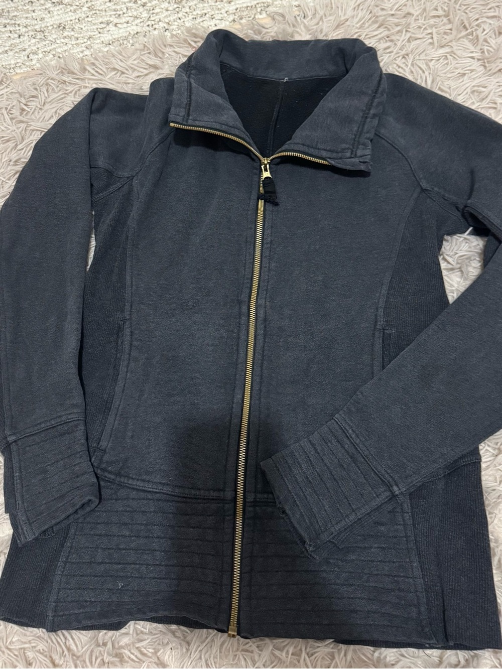 lululemon athletica Black Zip-Up Utility Jacket with Gold Hardware
